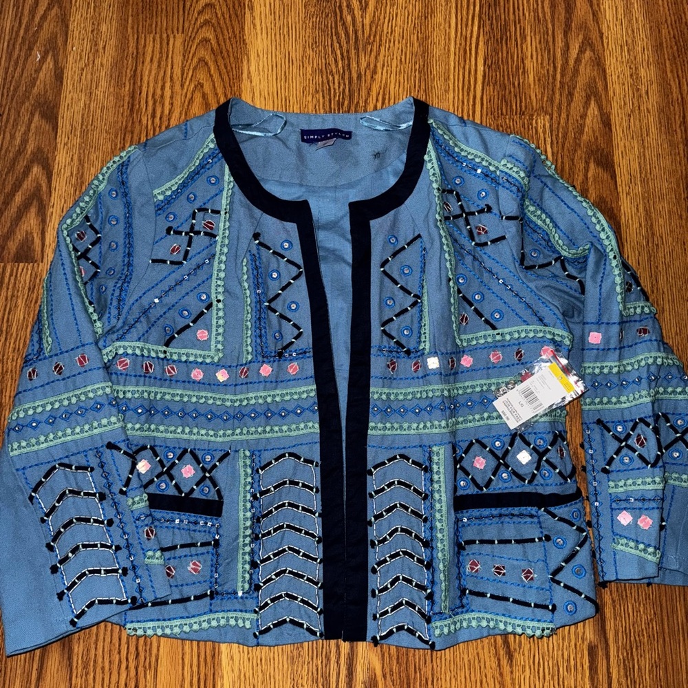 Simply Styled Embroidered Blue Jacket L